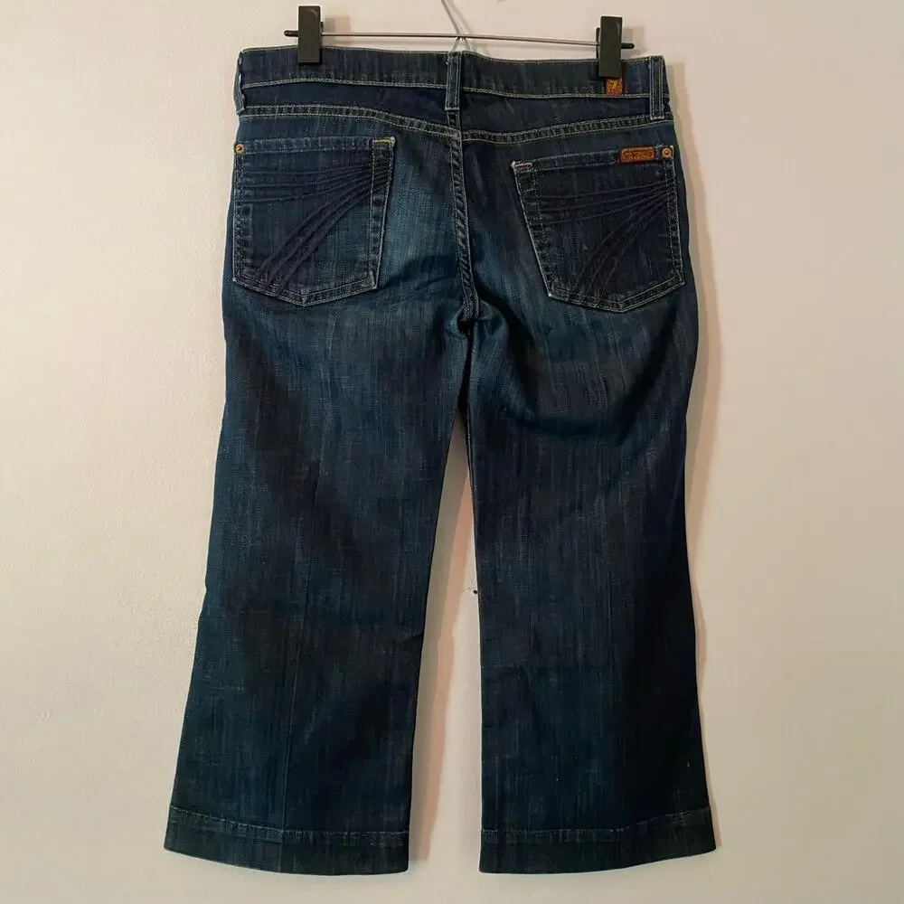 7 for all Mankind Dojo Capri Jeans Y2K Dark Wash Low Rise Retro Women's size 28